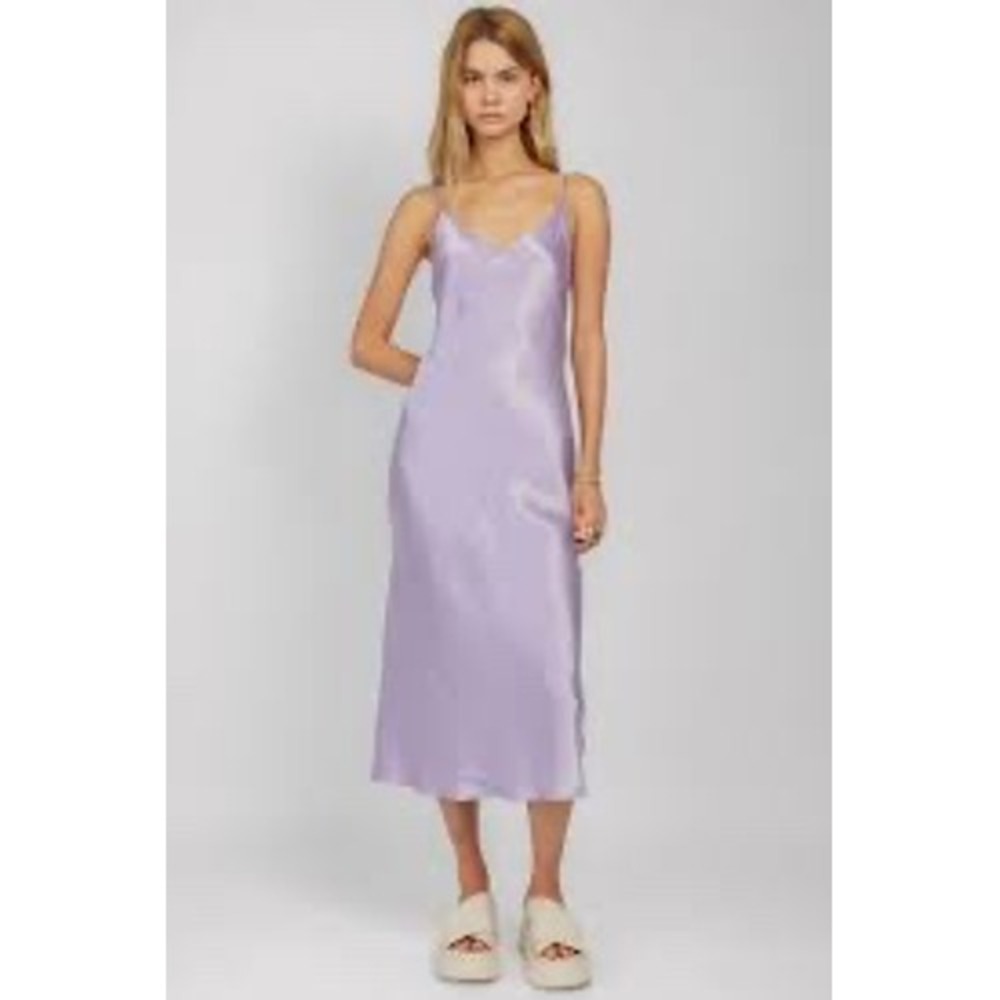 Sablyn Taylor Silk Prism Slip Midi Dress Women Sm Lavender 90s Elegant Wedding